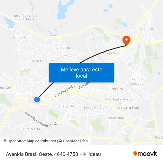 Avenida Brasil Oeste, 4640-4758 to Ideau map