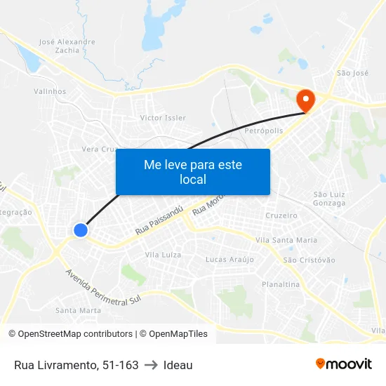 Rua Livramento, 51-163 to Ideau map