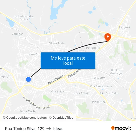 Rua Tônico Silva, 129 to Ideau map