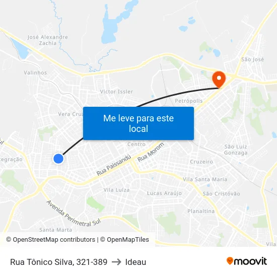 Rua Tônico Silva, 321-389 to Ideau map