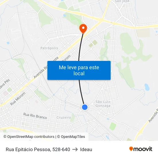 Rua Epitácio Pessoa, 528-640 to Ideau map