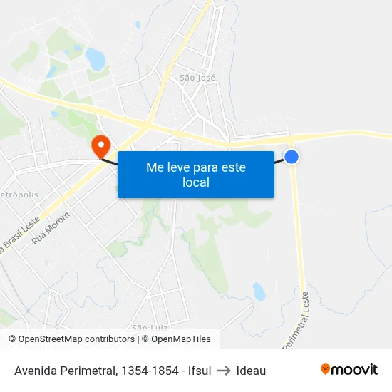 Avenida Perimetral, 1354-1854 - Ifsul to Ideau map