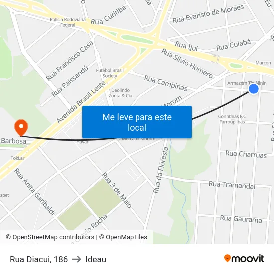 Rua Diacui, 186 to Ideau map