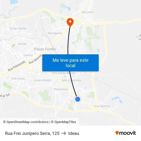 Rua Frei Junípero Serra, 125 to Ideau map