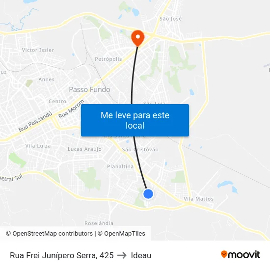 Rua Frei Junípero Serra, 425 to Ideau map