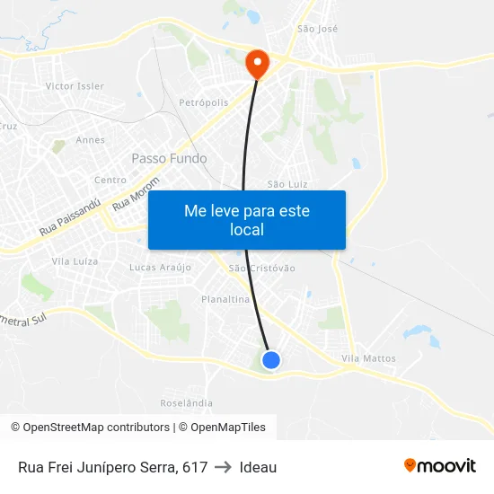 Rua Frei Junípero Serra, 617 to Ideau map