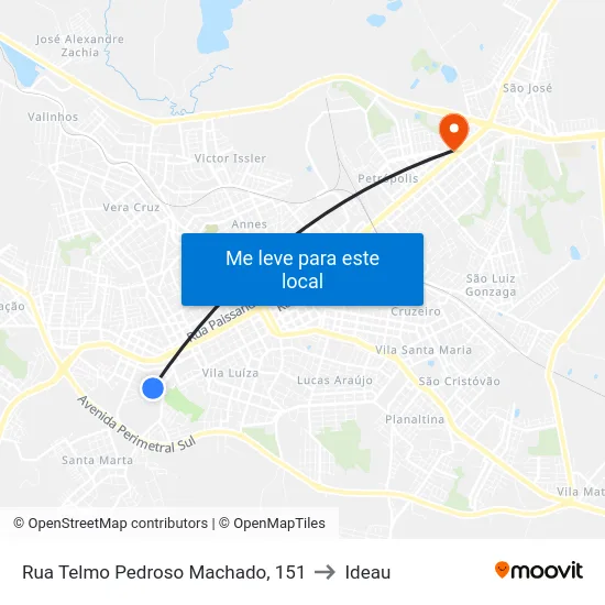 Rua Telmo Pedroso Machado, 151 to Ideau map