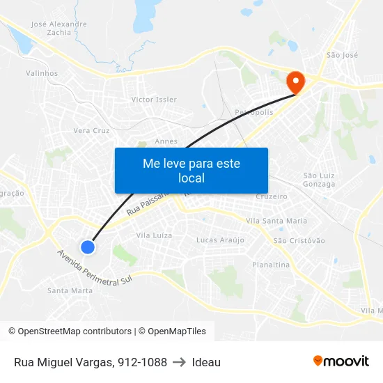 Rua Miguel Vargas, 912-1088 to Ideau map
