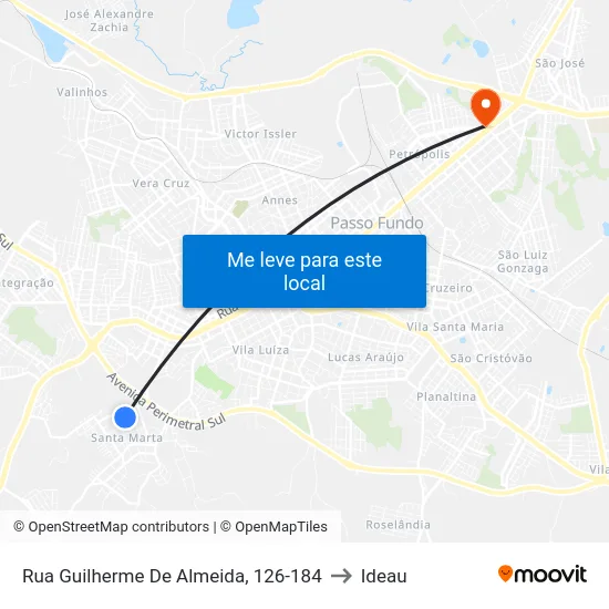 Rua Guilherme De Almeida, 126-184 to Ideau map