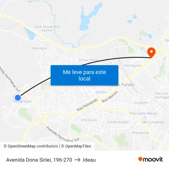 Avenida Dona Sirlei, 196-270 to Ideau map