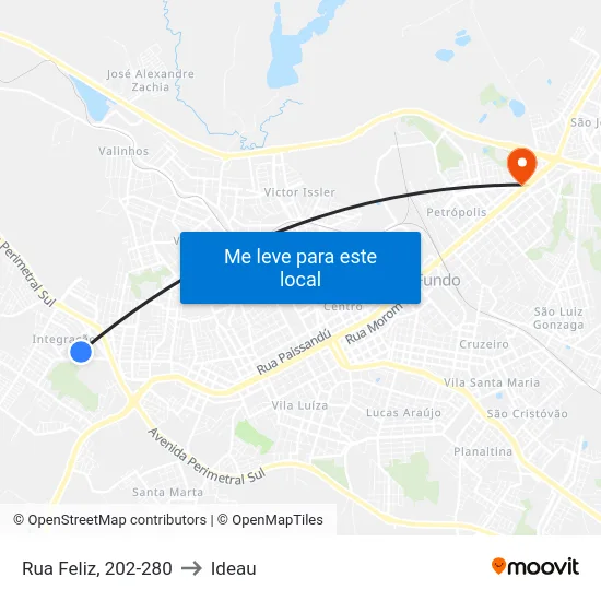 Rua Feliz, 202-280 to Ideau map