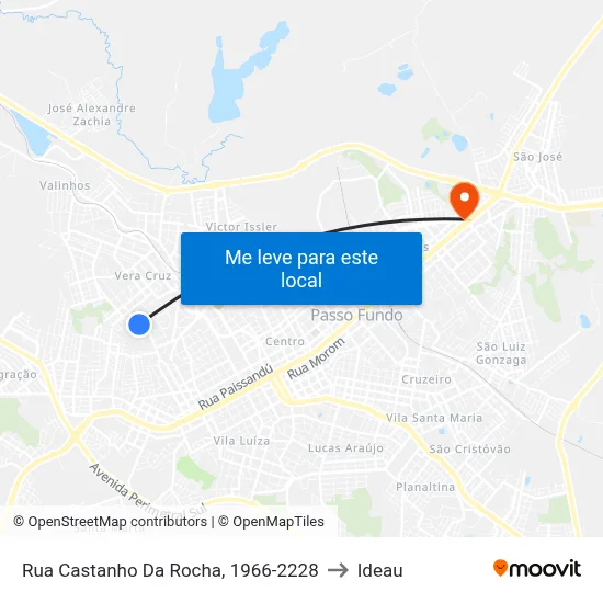 Rua Castanho Da Rocha, 1966-2228 to Ideau map