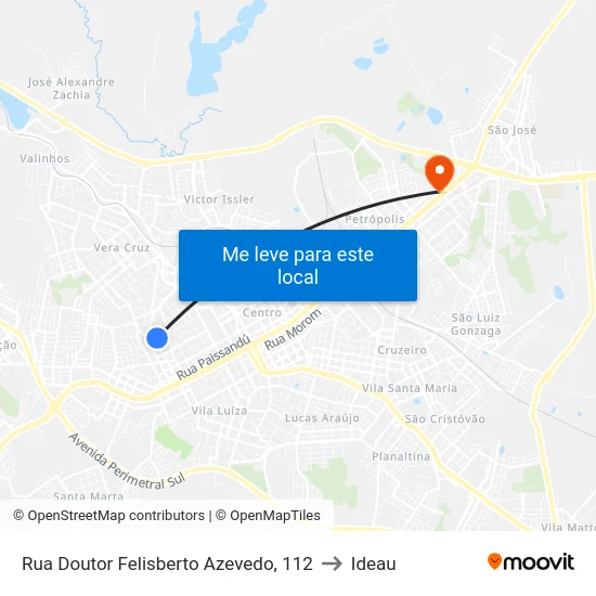 Rua Doutor Felisberto Azevedo, 112 to Ideau map