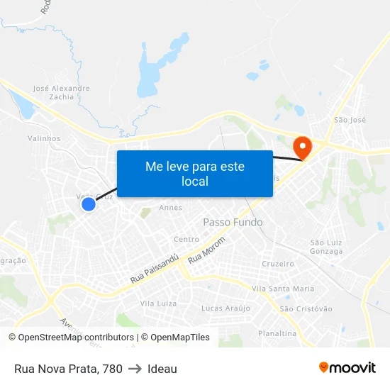 Rua Nova Prata, 780 to Ideau map