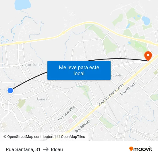 Rua Santana, 31 to Ideau map
