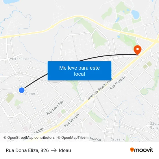 Rua Dona Eliza, 826 to Ideau map