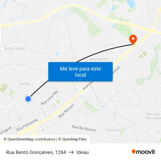Rua Bento Gonçalves, 1264 to Ideau map