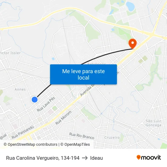 Rua Carolina Vergueiro, 134-194 to Ideau map
