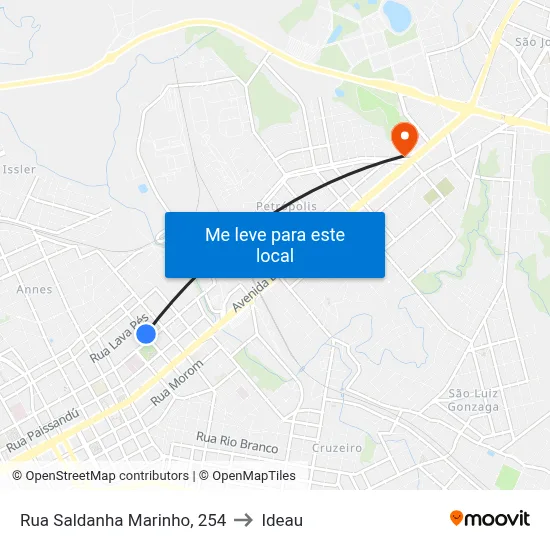 Rua Saldanha Marinho, 254 to Ideau map