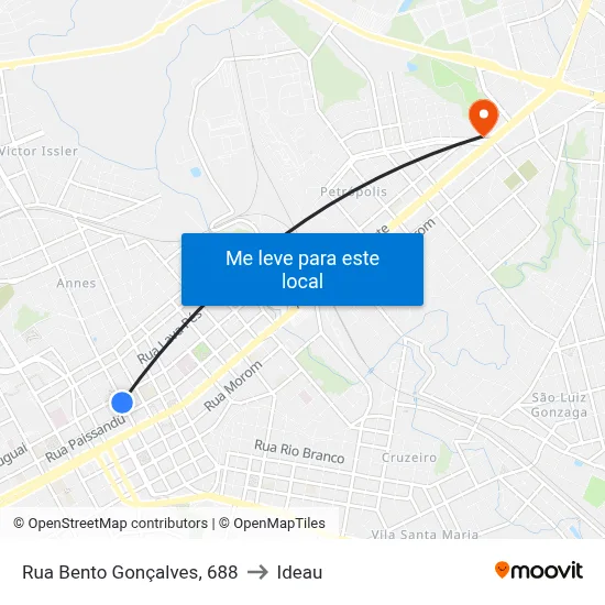 Rua Bento Gonçalves, 688 to Ideau map