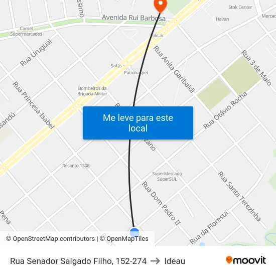 Rua Senador Salgado Filho, 152-274 to Ideau map