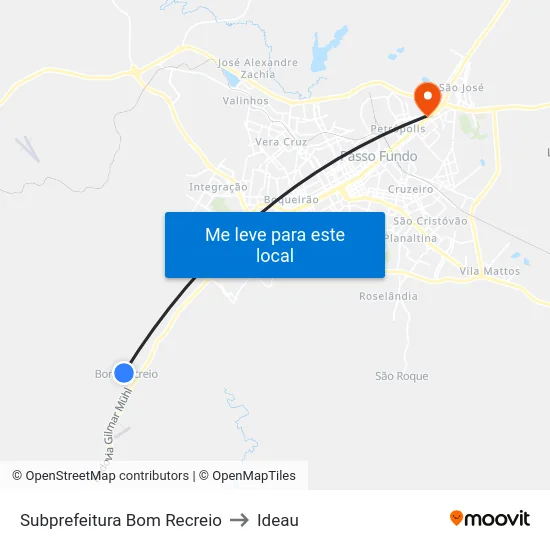 Subprefeitura Bom Recreio to Ideau map