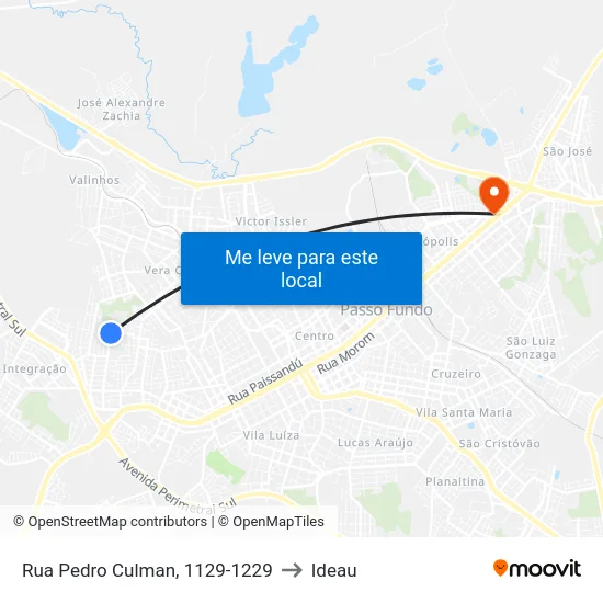 Rua Pedro Culman, 1129-1229 to Ideau map
