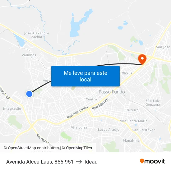 Avenida Alceu Laus, 855-951 to Ideau map