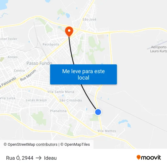 Rua Ó, 2944 to Ideau map