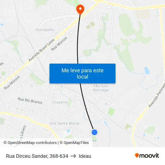 Rua Dirceu Sander, 368-634 to Ideau map