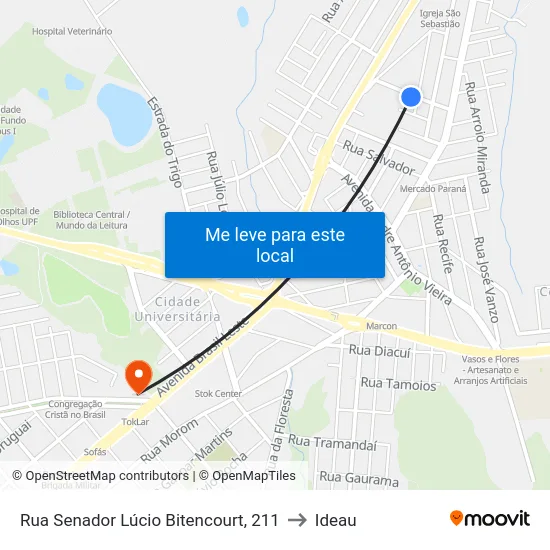 Rua Senador Lúcio Bitencourt, 211 to Ideau map