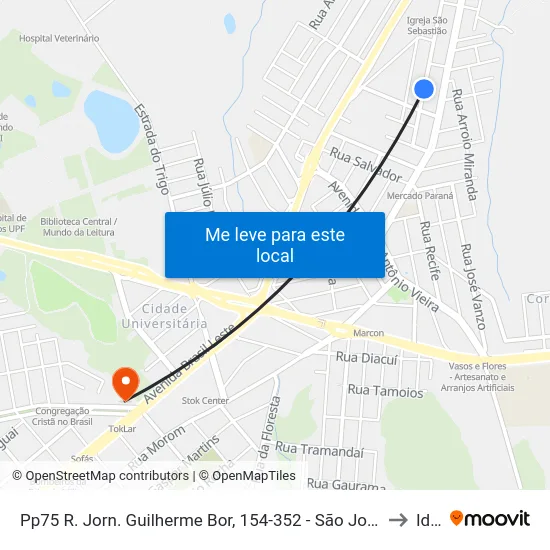 Pp75 R. Jorn. Guilherme Bor, 154-352 - São José(Proximo À Horta Municipal) to Ideau map