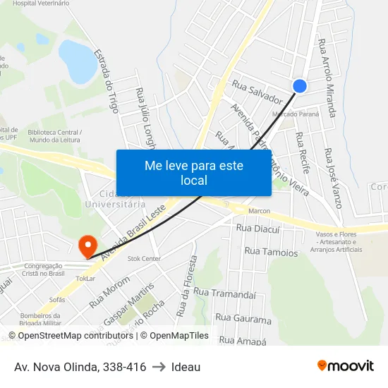 Av. Nova Olinda, 338-416 to Ideau map
