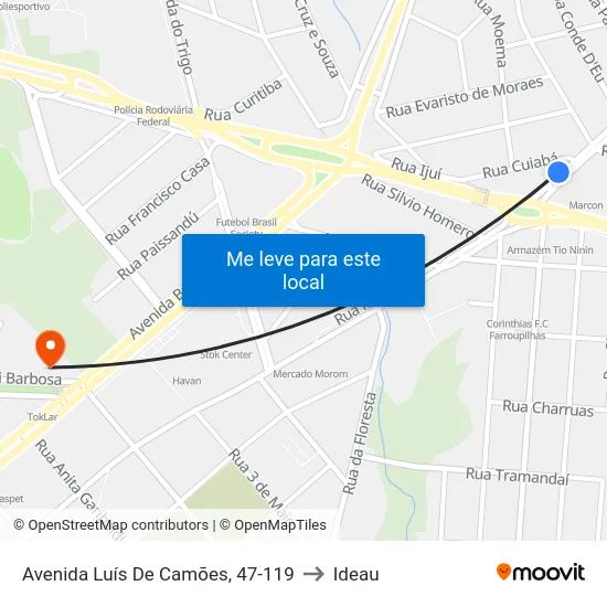 Avenida Luís De Camões, 47-119 to Ideau map