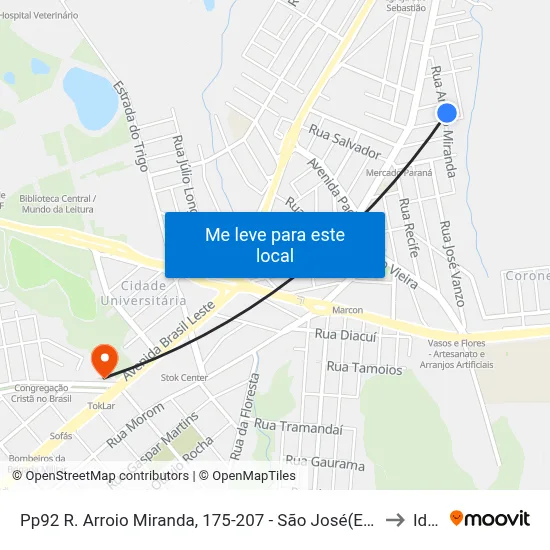 Pp92 R. Arroio Miranda, 175-207 - São José(Esquina Arroio Miranda) to Ideau map