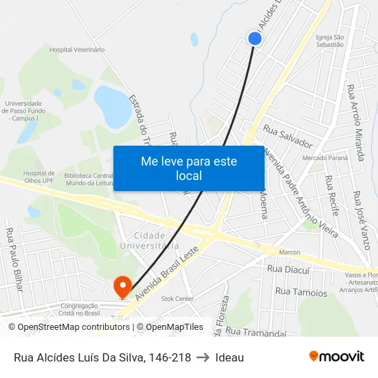 Rua Alcídes Luís Da Silva, 146-218 to Ideau map