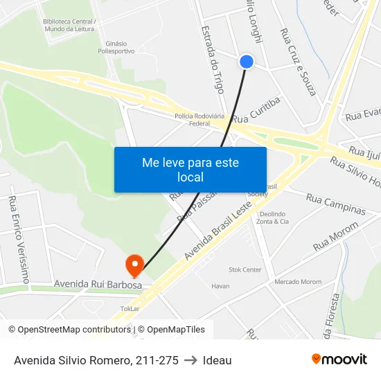 Avenida Silvio Romero, 211-275 to Ideau map