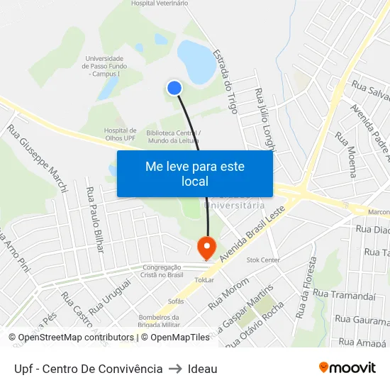 Upf - Centro De Convivência to Ideau map