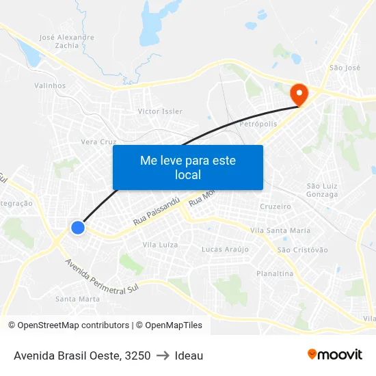 Avenida Brasil Oeste, 3250 to Ideau map