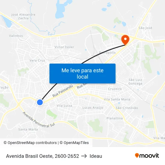 Avenida Brasil Oeste, 2600-2652 to Ideau map