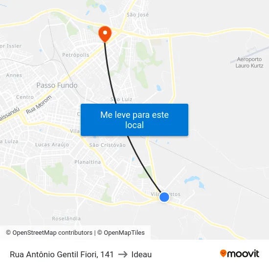 Rua Antônio Gentil Fiori, 141 to Ideau map