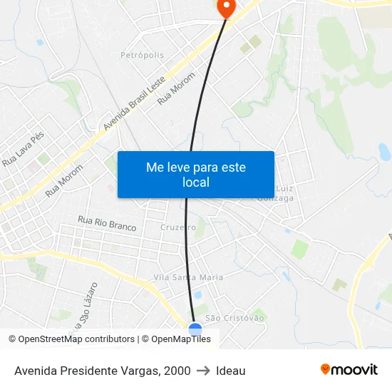 Avenida Presidente Vargas, 2000 to Ideau map