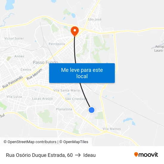 Rua Osório Duque Estrada, 60 to Ideau map