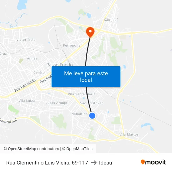 Rua Clementino Luís Vieira, 69-117 to Ideau map