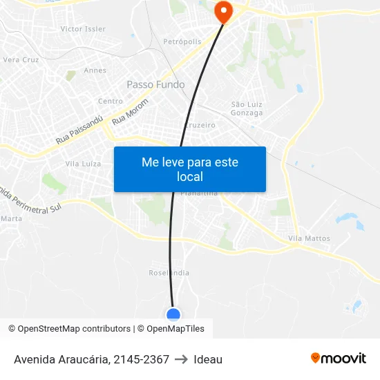 Avenida Araucária, 2145-2367 to Ideau map