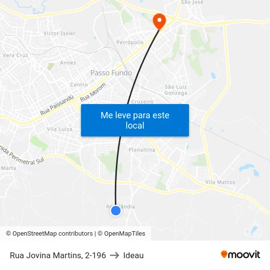 Rua Jovina Martins, 2-196 to Ideau map