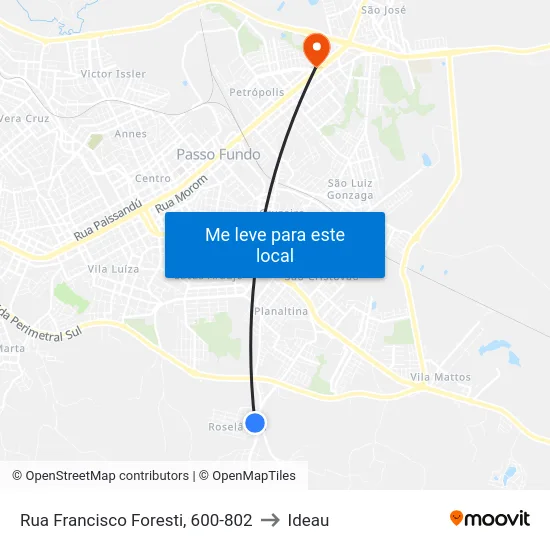 Rua Francisco Foresti, 600-802 to Ideau map