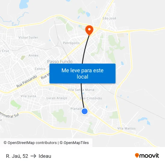 R. Jaú, 52 to Ideau map