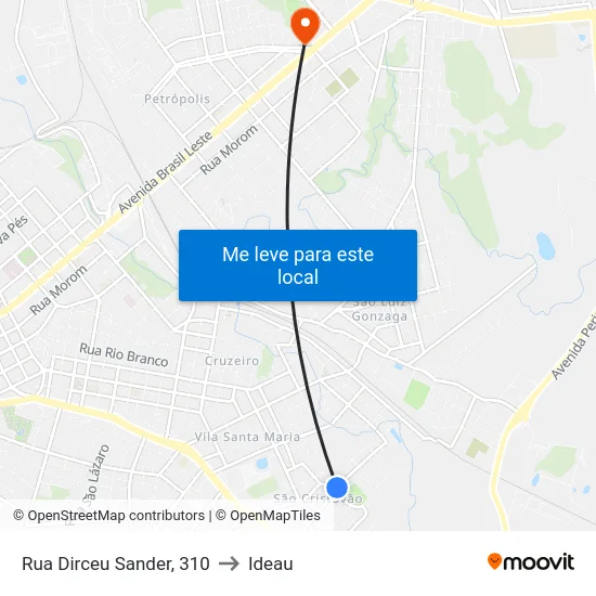 Rua Dirceu Sander, 310 to Ideau map