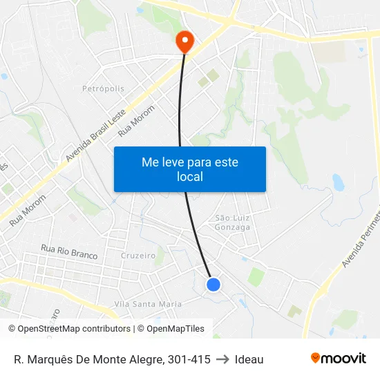 R. Marquês De Monte Alegre, 301-415 to Ideau map